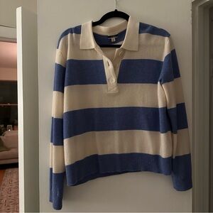 J. Crew 100% cashmere striped rugby sweater